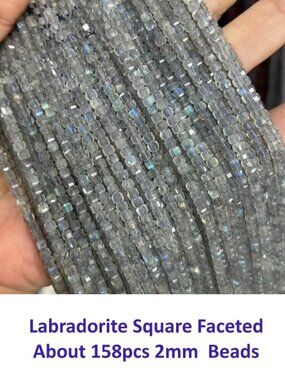 Labradorite Square Faceted Beads About 158pcs 2mm